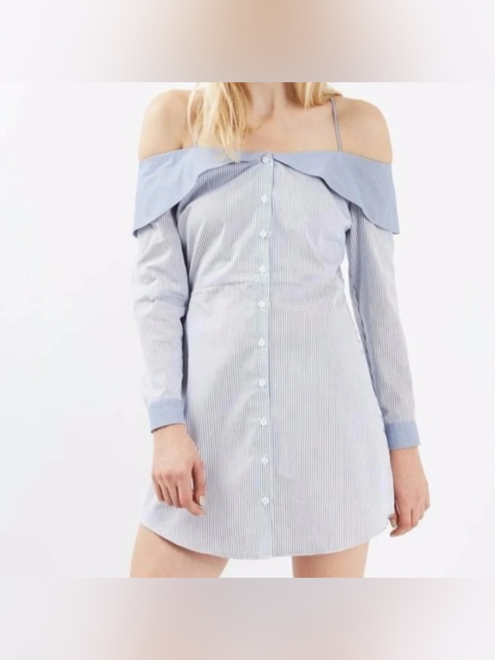 Topshop Stripe Bardot Shirtdress - Picture 7 of 7